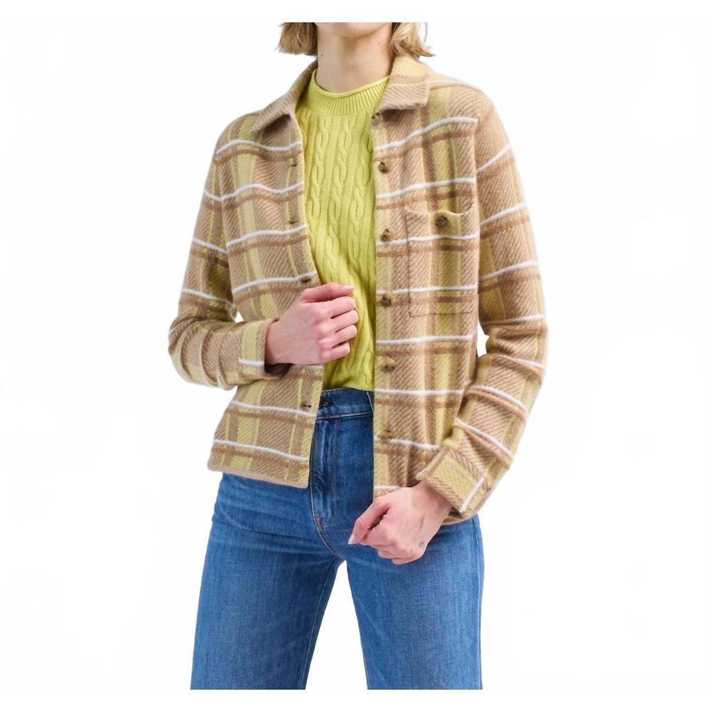 GUEST IN RESIDENCE dylan plaid cashmere shirt in almond combo